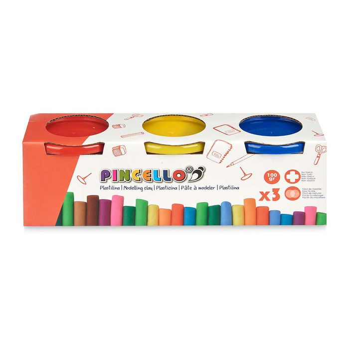 Juego de Plastilina Pincello Amarillo Azul Rojo (12 Unidades)