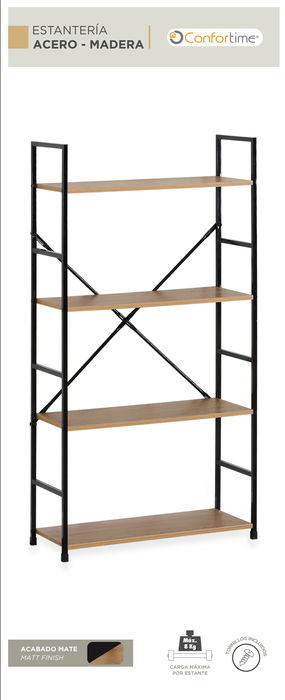 Confortime Estanteria 4 Niveles Metal-Madera Negra 112 cm x 23 cm x 5 cm (2 Unidades) Confortime Estanteria 4 Niveles Metal-Madera Negra 112 cm x 23 cm x 5 cm (2 Unidades)