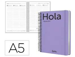 Liderpapel Agenda de Oficina 2027 Espiral Classic Semana Vista A5 Malva
