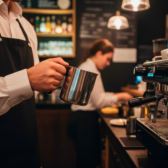 Inde Lechera de Acero Inoxidable 600 ml para Bar, Capacidad 600 ml, Espesor 0.7 mm (12 Unidades)