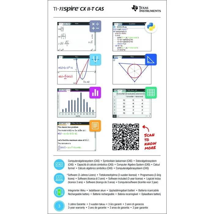 Texas Instruments TI-Nspire CX CAS II-T Calculadora Gráfica Negra - AUC3243480106931 Texas Instruments TI-Nspire CX CAS II-T Calculadora Gráfica Negra - AUC3243480106931