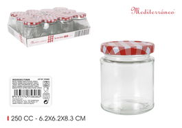 Mediterraneo Bote Vidrio Multiusos 250 cc con Dimensiones 6.6 cm (Ancho) x 8.3 cm (Alto) x 6.5 cm (Largo) (24 Unidades)