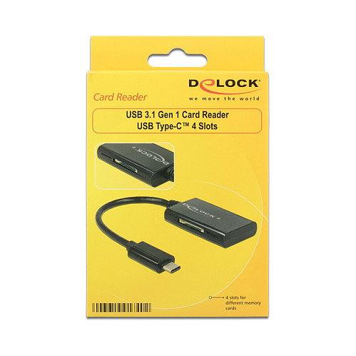 DeLOCK CardReader USB-C > 4 x Slots 91740 Negro