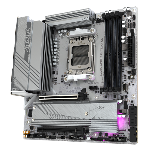 Gigabyte Placa base B650M AORUS ELITE AX ICE para AMD Ryzen serie 9000, DDR5, Micro ATX, WiFi 6E, LAN 2.5 GbE