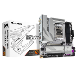 Gigabyte Placa base B650M AORUS ELITE AX ICE para AMD Ryzen serie 9000, DDR5, Micro ATX, WiFi 6E, LAN 2.5 GbE