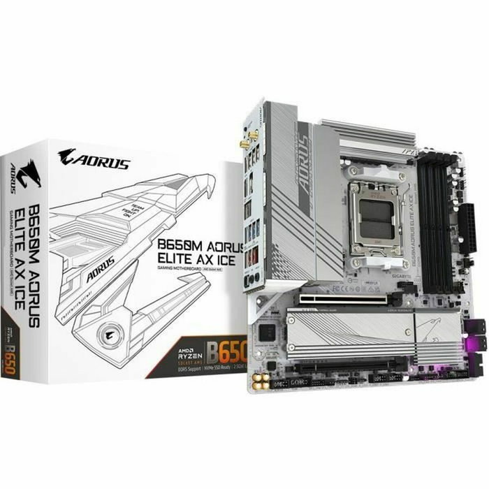 Gigabyte B650M AORUS ELITE AX ICE, Micro ATX, Blanco Gigabyte B650M AORUS ELITE AX ICE, Micro ATX, Blanco