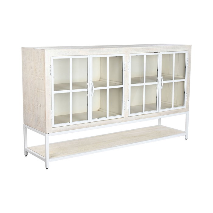 DKD Home Decor Buffet de Mango y Metal Decapé Blanco 170x45x100