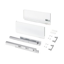 Emuca Cajón exterior Protone 30kg con guías de extracción total y cierre suave, Altura 178mm, profundidad 450mm, Acero, Pintado blanco