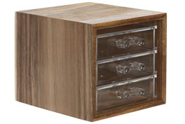 DKD Home Decor Organizador de Acacia y PS con 3 Cajones, Natural