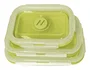 Muitomas LUNCHBOXSETGN - Juego de 3 Fiambreras Plegables de Silicona Reutilizable para Comida, Verde, Incluye Tapa, para Almuerzo y Tentempiés