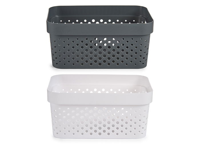 Kipit Cesta Multiuso M Plástico 26x13x35cm Surtidos Colores Blanco Gris Capacidad 15 L (Set de 12)