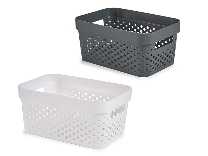 Kipit Cesta Multiuso M Plástico 26x13x35cm Surtidos Colores Blanco Gris Capacidad 15 L (Set de 12)