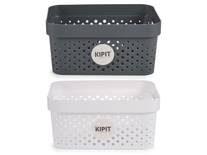 Kipit Cesta Multiuso M Plástico 26x13x35cm Surtidos Colores Blanco Gris Capacidad 15 L (Set de 12)