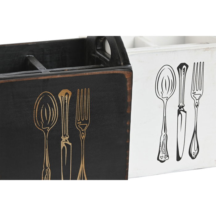 DKD Home Decor Set de 2 Cuberteros de Abeto con Asa, 15x15x18 cm DKD Home Decor Set de 2 Cuberteros de Abeto con Asa, 15x15x18 cm