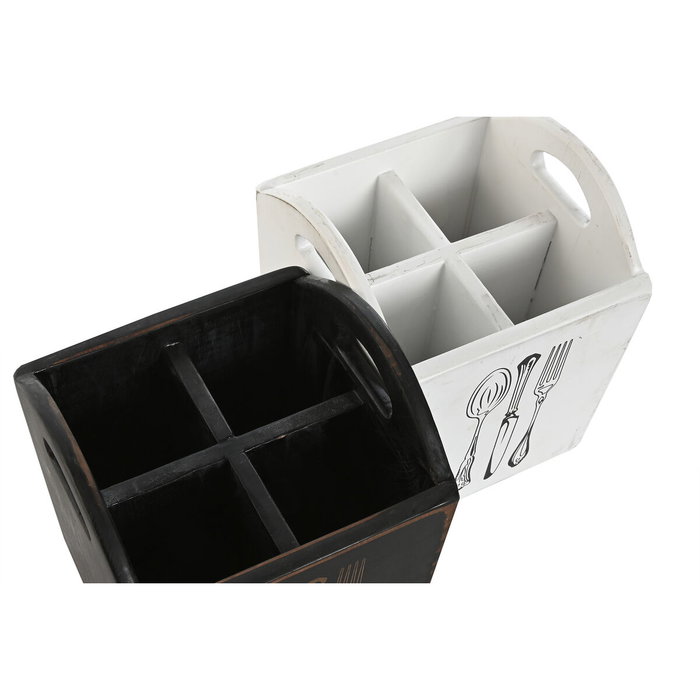 DKD Home Decor Set de 2 Cuberteros de Abeto con Asa, 15x15x18 cm DKD Home Decor Set de 2 Cuberteros de Abeto con Asa, 15x15x18 cm