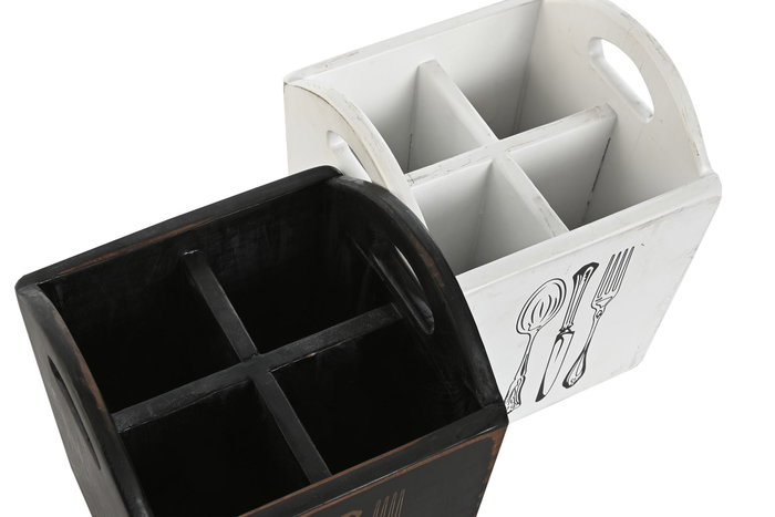DKD Home Decor Set de 2 Cuberteros de Abeto con Asa, 15x15x18 cm DKD Home Decor Set de 2 Cuberteros de Abeto con Asa, 15x15x18 cm