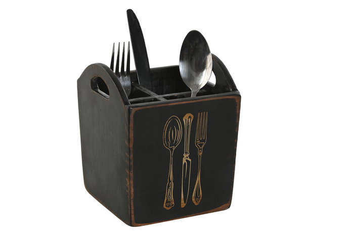 DKD Home Decor Set de 2 Cuberteros de Abeto con Asa, 15x15x18 cm DKD Home Decor Set de 2 Cuberteros de Abeto con Asa, 15x15x18 cm