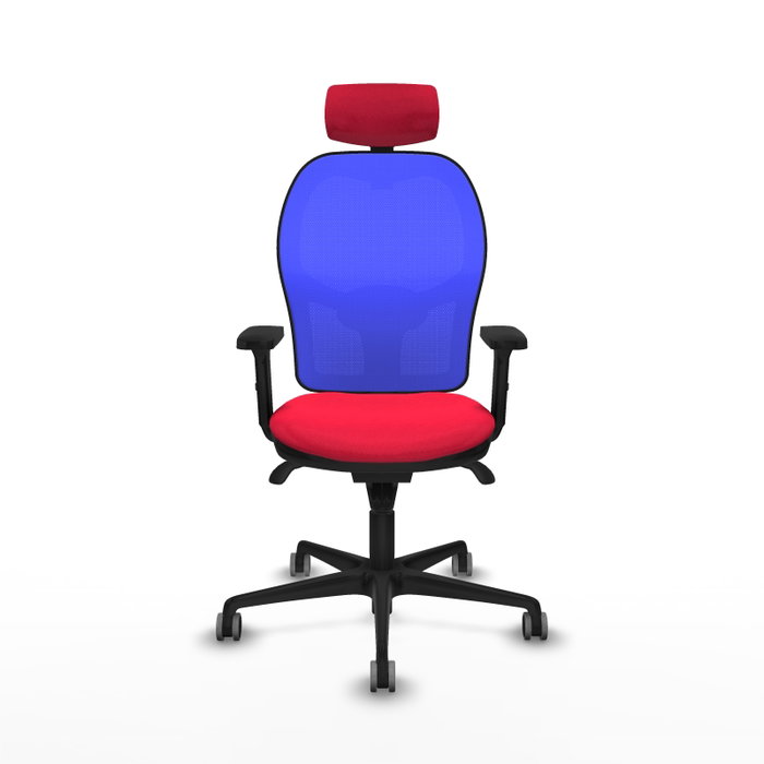 PIQUERAS Y CRESPO Silla de oficina Jorquera con mecanismo sincro, tela roja y malla azul PIQUERAS Y CRESPO Silla de oficina Jorquera con mecanismo sincro, tela roja y malla azul