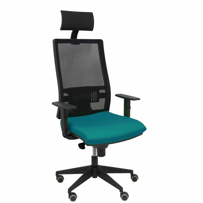 PIQUERAS Y CRESPO Silla Horna con Mecanismo Sincro, Malla Negra y Asiento Verde Petróleo PIQUERAS Y CRESPO Silla Horna con Mecanismo Sincro, Malla Negra y Asiento Verde Petróleo