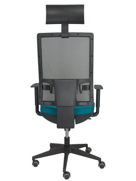 Silla de oficina Horna con mecanismo Sincro tapizada con Tela color Verde petróleo y malla color Negro. Equipada con lumbar 1D, Brazos 1D, Cabecero Fijo y Ruedas de parqué Silla de oficina Horna con mecanismo Sincro tapizada con Tela color Verde petróleo y malla color Negro. Equipada con lumbar 1D, Brazos 1D, Cabecero Fijo y Ruedas de parqué