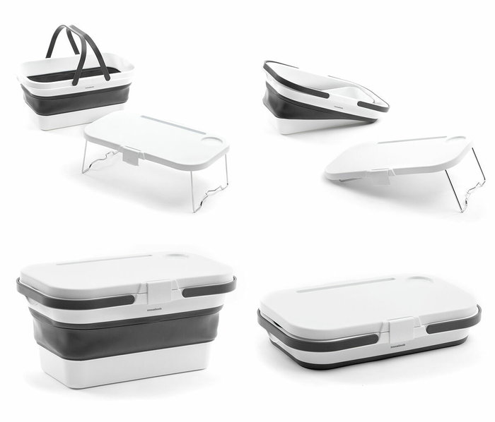 Inde Cesta de Picnic Plegable con Tapa-Mesa Pickning I 46 cm x 29 cm x 9 cm (4 Unidades)