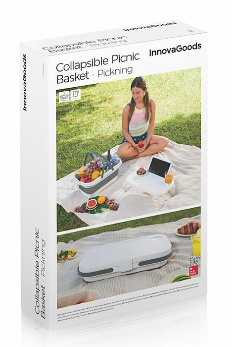 Inde Cesta de Picnic Plegable con Tapa-Mesa Pickning I 46 cm x 29 cm x 9 cm (4 Unidades)