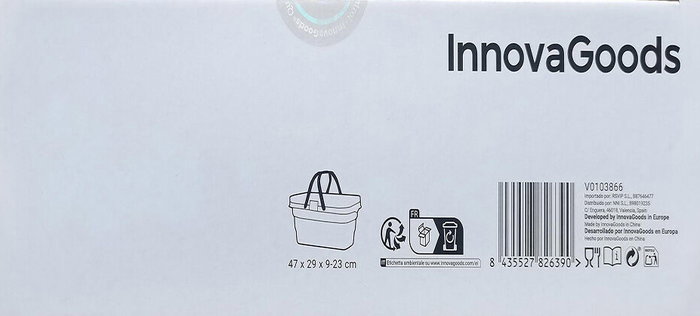 Inde Cesta de Picnic Plegable con Tapa-Mesa Pickning I 46 cm x 29 cm x 9 cm (4 Unidades)