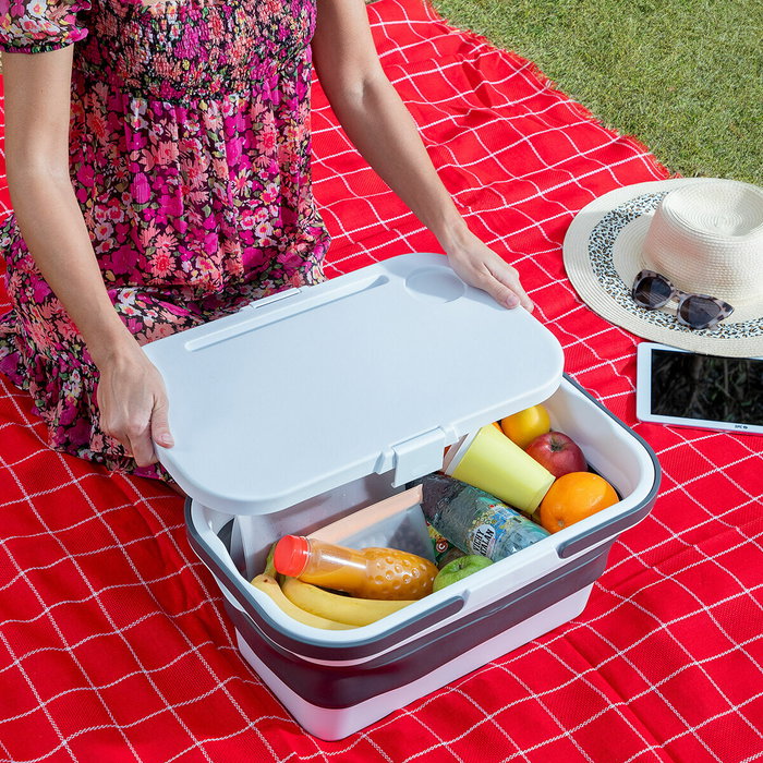 Inde Cesta de Picnic Plegable con Tapa-Mesa Pickning I 46 cm x 29 cm x 9 cm (4 Unidades)