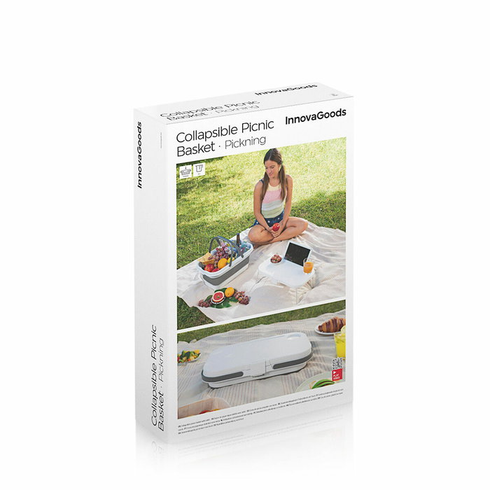 Inde Cesta de Picnic Plegable con Tapa-Mesa Pickning I 46 cm x 29 cm x 9 cm (4 Unidades)