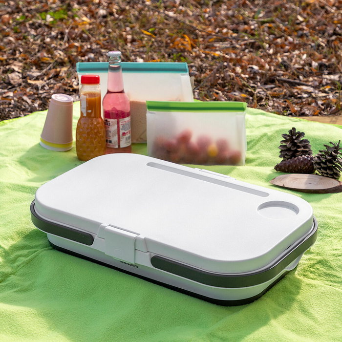 Inde Cesta de Picnic Plegable con Tapa-Mesa Pickning I 46 cm x 29 cm x 9 cm (4 Unidades)