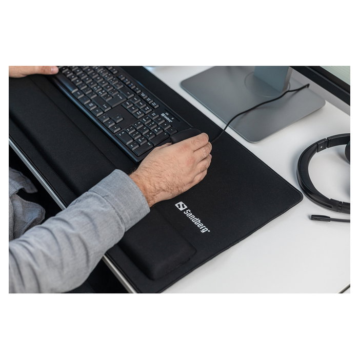 Sandberg 712x350mm Desk Pad Pro XXL Alfombrilla de Ratón para Juegos Negro con Base Antiderrapante y Descansa Muñecas
