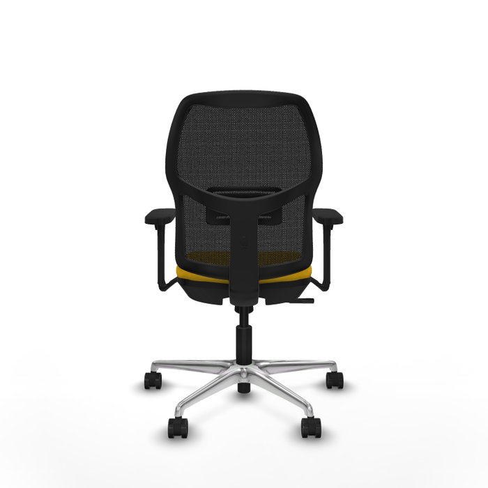 PIQUERAS Y CRESPO Silla de oficina Alfera sincro malla negra bali amarillo brazos 3D base aluminio