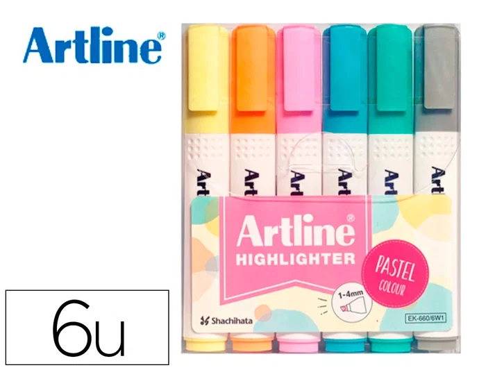 Artline Rotulador Fluorescente EK-660 Colores Pastel Bolsa 6 Unidades Colores Surtidos Artline Rotulador Fluorescente EK-660 Colores Pastel Bolsa 6 Unidades Colores Surtidos