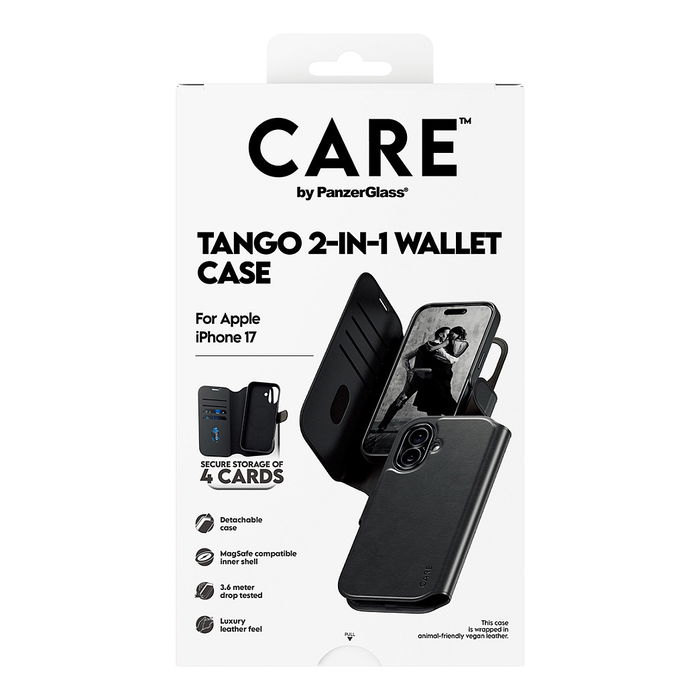 PanzerGlass CARE Feature Case Tango 2in1 Wallet MagSafe iPhone 17 Funda Negro