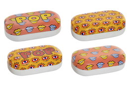 DKD Home Decor Estuche Lentillas Vintage Rosa Naranja 5.5 x 3.2 x 9.7 cm (12 Unidades)