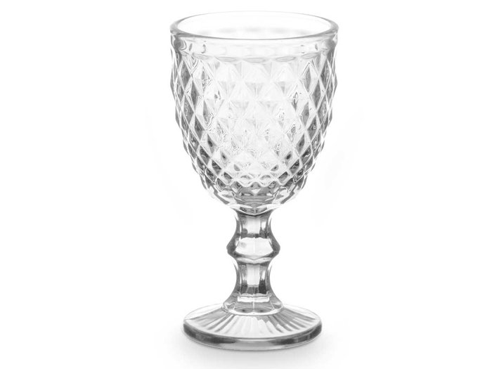 Vivalto Copa Diamante Transparente de Vidrio 260 ml para Agua o Cóctel - 15.5 cm de Alto (Set de 24)