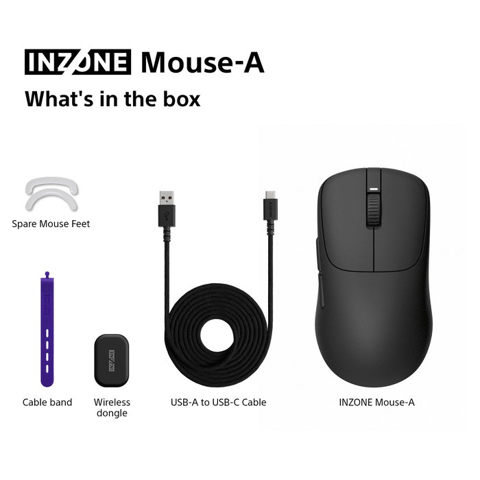 Sony INZONE Mouse-A Ratón Gaming Inalámbrico Óptico 30000 DPI RF 2.4GHz USB-C Negro para Diestros