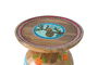 GINER Y COLOMER Mesa Auxiliar Redonda de Madera de Mango Pintada a Mano Estilo Étnico