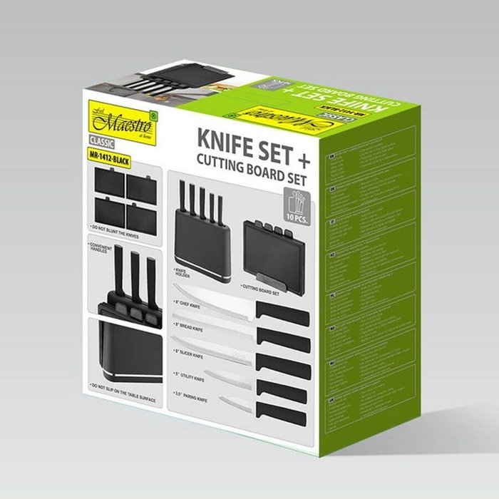 Zestaw nozy + desek na podstawce mr-1412-black