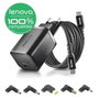 NGS Cargador GaN 65W USB-C con Cable y 5 Conectores para Lenovo, Negro