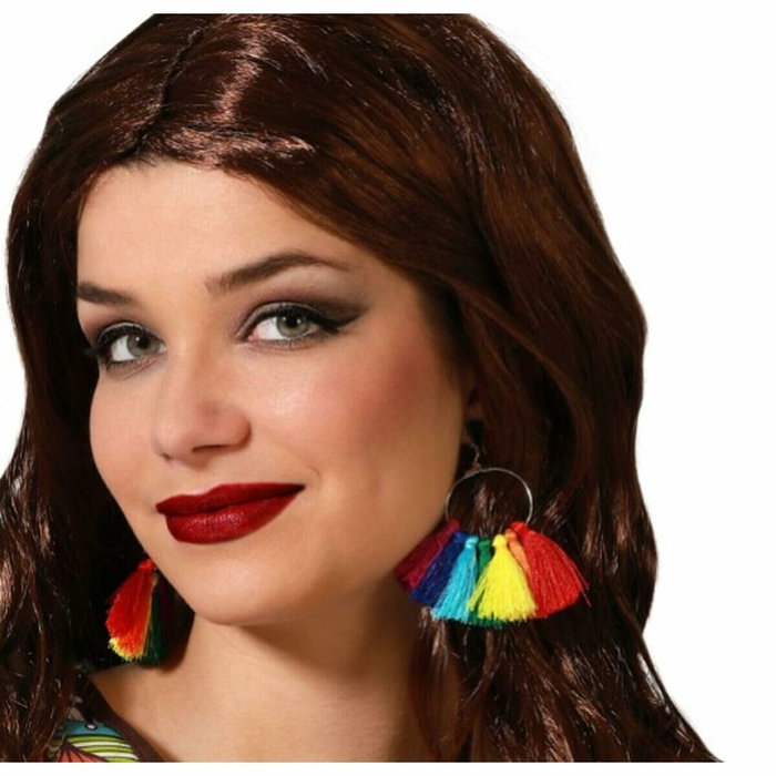 Atosa BOHO Pendientes Aros con Flecos Multicolor para Mujer