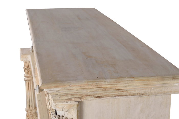 Giner y Colomer Aparador de Madera de Mango 2 Puertas 1 Cajón Tallado a Mano Blanco Envejecido