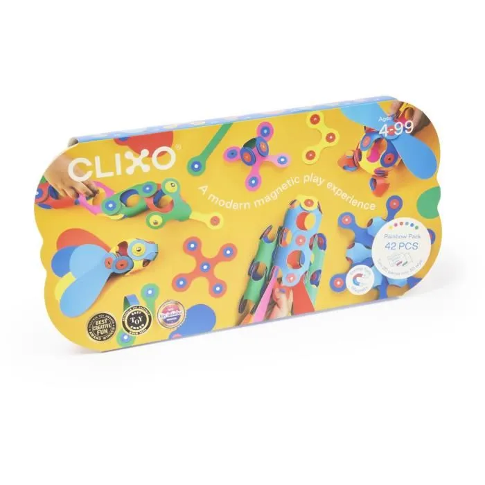 Gipsy Toys CLIXO Rainbow Pack Juego de Construcción Magnético Ecológico - 42 Piezas - A Partir de 4 Años
