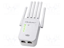 QOLTEC Repetidor WiFi con Conexión IEC C8 y 2 Tomas RJ45