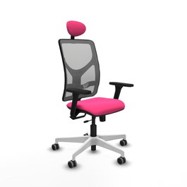 PIQUERAS Y CRESPO Silla de oficina Motilla Rosa y Gris con Mecanismo Sincro/Traslack