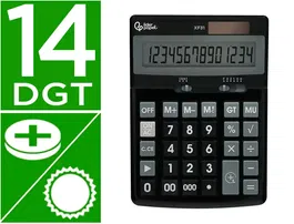 Liderpapel xf31 Calculadora Sobremesa 14 Dígitos Solar y Pilas Color Negro 170x122x35 mm