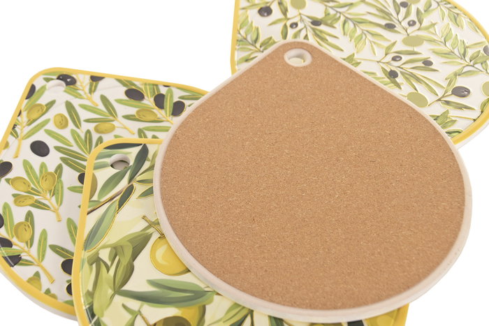 DKD Home Decor Salvamanteles Olivo 25 de Dolomite y Corcho, 20x23x1 cm, Surtido de 4 unidades DKD Home Decor Salvamanteles Olivo 25 de Dolomite y Corcho, 20x23x1 cm, Surtido de 4 unidades