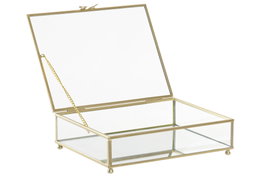 DKD Home Decor Joyero de Metal y Cristal con Lazo