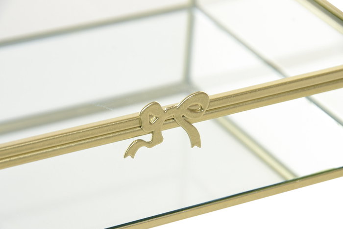 DKD Home Decor Joyero de Metal y Cristal con Lazo DKD Home Decor Joyero de Metal y Cristal con Lazo