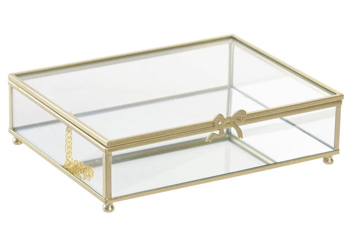 DKD Home Decor Joyero de Metal y Cristal con Lazo DKD Home Decor Joyero de Metal y Cristal con Lazo